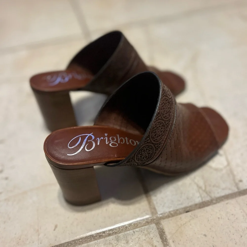 Brighton Chocolate Woven Leather Mules - Picture 5 of 5